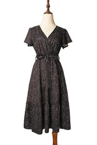 <span class=keywords><strong>Abito</strong></span> aderente <span class=keywords><strong>con</strong></span> cintura a V da donna S-XXL <span class=keywords><strong>con</strong></span> orlo a balza a pois per feste di moda formale - Product Image 4