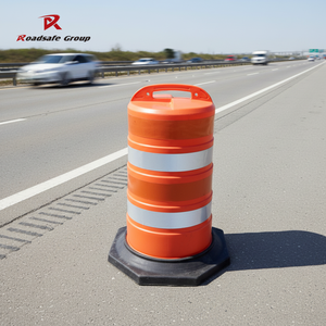 ROADSAFE 100cm Tambour de signalisation routière <span class=keywords><strong>sud</strong></span>-américain ROUGE, Tambour de sécurité anti-collision, Barrière routière orange, Clôture robuste - Product Image 1