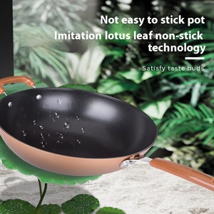 Nuevos utensilios de cocina antiadherentes <span class=keywords><strong>Wok</strong></span> de hierro fundido multifuncional con estufas de inducción de Gas de hierro de acero, tapa de olla de estilo chino, regalo perfecto - Product Image 2