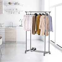 Support de séchage Wireking à double pôle en acier inoxydable noir armoire magasin de vêtements hauteur réglable rotatif affichage suspendu
