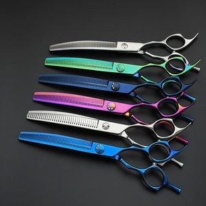 PT-0007 Chuyên Nghiệp Con Chó Chải Chuốt Cắt Kéo Nhật Bản 440C Pet Cắt Bộ Cong Mèo Vg10 Chunker Tùy Chỉnh Mỏng Titan CNC - Product Image 4