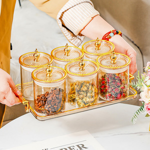Food Grade Glass Airtight Jars With Lids <b>Kitchen</b> Transparent Storage Bottles For Coffee Beans And Nuts Home Use Cylinder Shape - Product Image 1
