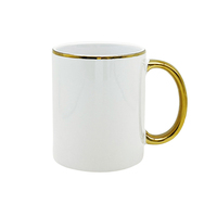 Mug en céramique blanche pour sublimation, pièce unique, avec bord et anse métalliques argentés, tasse à café, vente en gros B2B pour usage commercial