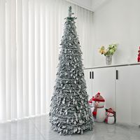 Árbol de Navidad Artificial de Abeto Plegable de Alta Calidad con Luces LED, Verde, Decoración Interior