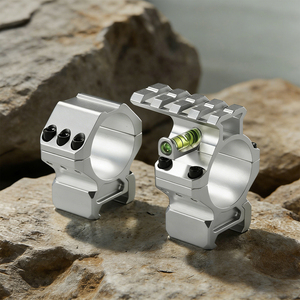 Anillas de mira telescópica BANGBANG con calibración horizontal y riel de extensión superior, altura central de 1.0 pulgadas (plateado) - Product Image 1