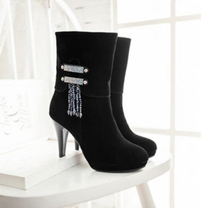 Botas de Mujer Nuevas de Otoño e Invierno, <span class=keywords><strong>Botines</strong></span> de Tacón Alto con Borlas y Cuentas, Zapatos Rojos de <span class=keywords><strong>Novia</strong></span> para Boda - Product Image 3