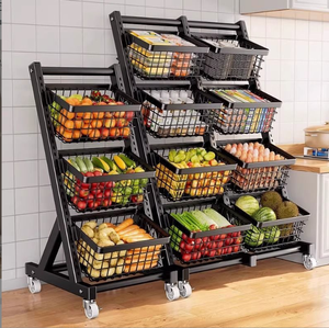 Hiện đại nhiều lớp lưới hiển thị đứng siêu thị giá cho đồ ăn nhẹ thực phẩm cửa hàng tiện lợi nhà bếp dốc Giỏ Di chuyển xe đẩy - Product Image 2
