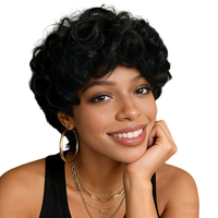 Perruque complète noire afro à petites boucles, effet explosion, naturelle et volumineuse, pour usage quotidien, en fibre haute température, finition mate