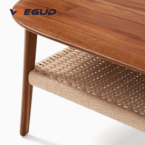 Best-Selling Modern Dark Brown Finish <strong>Coffee</strong> <strong>Table</strong> Solid Wood Paper Weave Design Nesting for Home Furniture for Living Room - Product Image 4