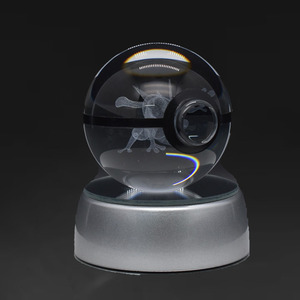 Vente directe d'usine, boule de <span class=keywords><strong>cristal</strong></span> de 5 cm, lumière nocturne 3D en forme de Poké Ball, articles promotionnels, boule de verre laser 3D pour cadeau d'enfant - Product Image 6
