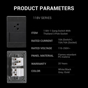 Trang trí tường chuyển đổi ổ cắm tấm 118 loại 1 Gang 1 cách 2 cách đẩy nút tường chuyển đổi + đa chức năng 3 pins tường ổ cắm - Product Image 6