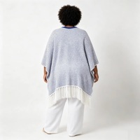 Odm Oem Cape-manteau en tricot jacquard rayé multicolore simple et rétro à grand col en V pour femme