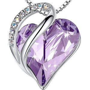 Collana Romantica a Cuore con Zirconi, Placcata Argento, in Rame, con Pietra Portafortuna, Regalo di San Valentino e Anniversario per Donna, Gioiello alla Moda - Product Image 2