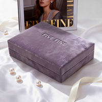 Boîte de rangement rigide pour bijoux et montres en velours violet avec logo personnalisé, faite à la main, avec ensemble collier, bracelet, bague, pendentif, cadeau