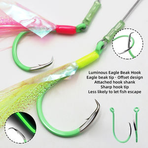 Hameçons assistés OEM 7/0 9/0 en acier haute teneur en carbone pour la pêche en mer, leurres brillants pour la pêche en rivière, haute qualité pour la pêche au gros gibier en eau salée - Product Image 4