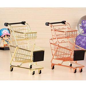 2 स्तरीय मिनी किराने की खरीदारी की टोकरी गुड़िया-आकार सुपरमार्केट हाथ ट्राली कॉस्मेटिक आयोजक स्पंज धारक मेकअप कश सुखाने खड़े हो जाओ - Product Image 2