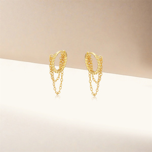 Pendientes de Plata de Ley 925 con Circonitas, Diseño de Doble Cadena y Borlas, para Mujer - Product Image 3