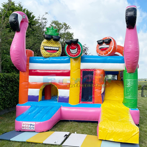Chateau gonflable flamant rose <b>inflatable</b> flamingo bouncy castle and slide combo jumper kids bounce <b>house</b> commercial - Product Image 4