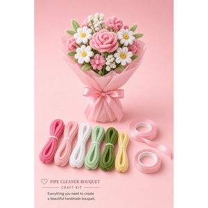 Kit de bricolage de haute qualité pour bouquet de fleurs en tiges de chenille avec ruban adhésif - Product Image 2