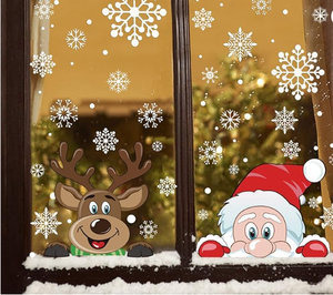 Autocollants de fenêtre de Noël, Père Noël et Rudolph, flocons de neige, autocollants en PVC pour la décoration de fenêtre de Noël - Product Image 5