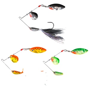 Señuelos de metal duro de aluminio giratorios de 3.4 pulgadas de alta reflectividad con plumas y faldas para pesca en río - Product Image 1