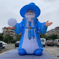 Mascotte gonflable géante personnalisée de personnage de dessin animé, Sorcier bleu étoilé, Vieil homme magicien avec boule de cristal pour décoration à thème Halloween
