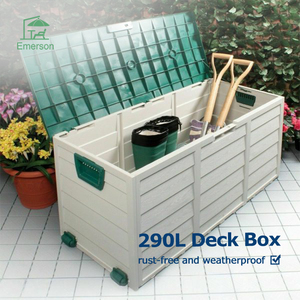 EMERSON Patio Storage Box Waterproof Deck Box Outdoor Storage Chest With Wheels