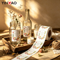 Étiquette autocollante personnalisée imperméable à l'eau, motif floral esthétique, pour pot de bougie, huile essentielle, diffuseur de parfum, décoration d'emballage