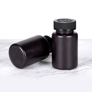 100ml 120ml 150ml 200ml Black HDPE Medicine <b>Bottle</b> <b>Pill</b> Capsule Container with Metallic Screw Cap Custom Color Logo - Product Image 3