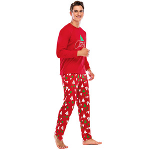 Conjunto de Pijamas de Natal para Família, Camiseta Vermelha com Calças, Estampa de Árvore com Acabamento Verde, Roupas de Dormir para o Natal, Conjunto Unissex - Product Image 4
