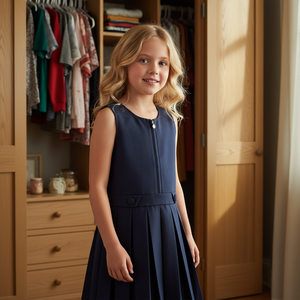 Vestido de alta calidad con cremallera frontal azul marino, uniforme escolar <span class=keywords><strong>Primar</strong></span> para niñas para la temporada de otoño para niños - Product Image 5