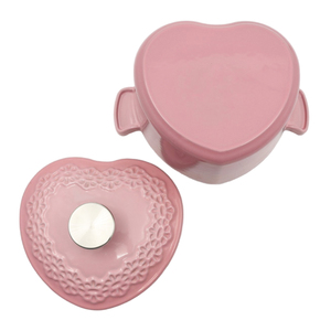 Casserole en <span class=keywords><strong>fonte</strong></span> émaillée élégante en forme de cœur rose gaufré multifonctionnelle - Product Image 4