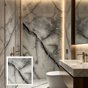 Panneau mural en <span class=keywords><strong>PVC</strong></span> marbré à faible absorption d'humidité, structure solide, plaque pour mur <span class=keywords><strong>de</strong></span> cuisine, anti-huile, décoration - Product Image 1