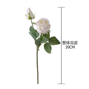 ดอกกุหลาบประดิษฐ์ CallaFloral ก้านเดี่ยว สีขาวชมพู ทำด้วยมือ ตกแต่งบ้าน ช่อดอกไม้คริสต์มาส ขนาด 39 ซม. - Product Image 4