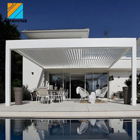 Pérgola Moderna de Aluminio con Techo de Láminas Motorizadas Impermeables, Cubierta para Patio Exterior, Gazebo de Jardín, Toldo para Sol