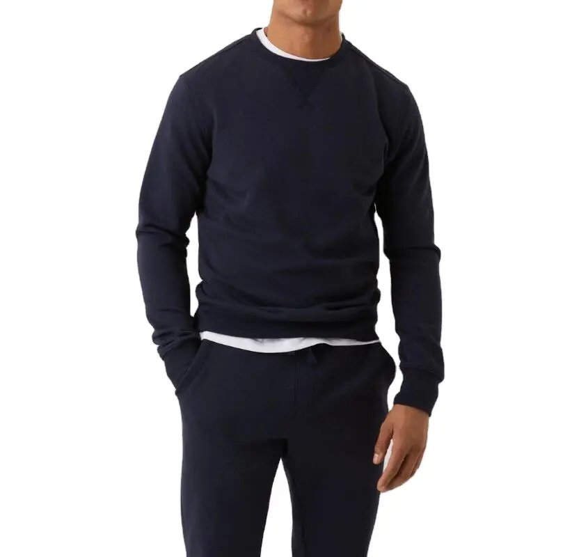 2021 OEM Custom Logo Cotton 100% French Terry Blank Black Blue Oversized Men Crewneck Sweatshirt
