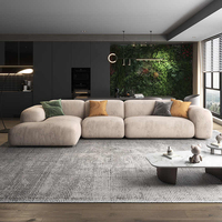 Juego de sofá Chesterfield minimalista italiano de lujo, terciopelo modular ligero con nuevo diseño directo de látex para sala de estar o salón