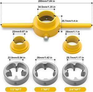 Kit de filetage de tuyaux en PVC NPT 1/2-1 pouce, jeu de 6 filières manuelles -001 - Product Image 4