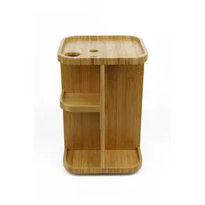간단한 대나무 보관 선반 침실 데스크탑 화장품 디스플레이 테이블 원형 욕실 스킨 케어 제품 회전 보관