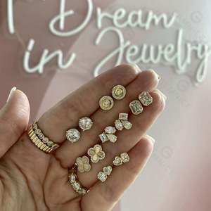 Gemnel Boucles d'oreilles coeur en argent 925 avec diamant Bijoux fins pour femmes baguette Poire brillant Boucles d'oreilles - Product Image 2