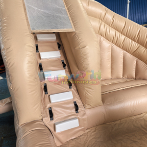 Parque acuático inflable color melocotón con tobogán, piscina, casa de brinco y pista de obstáculos - Product Image 4