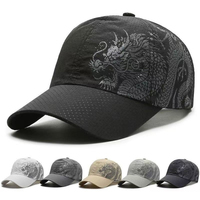 Gorra de Béisbol Personalizada al por Mayor con Protección Solar, de Poliéster, con Diseño de Dragón y Pato, de Secado Rápido, Estilo Chino