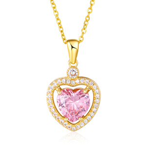 Collar <span class=keywords><strong>de</strong></span> Cristal Rosa con Corazón <span class=keywords><strong>de</strong></span> Diseño Inspirado en una Marca Famosa <span class=keywords><strong>de</strong></span> Lujo y Alta Calidad para Mujer - Product Image 3
