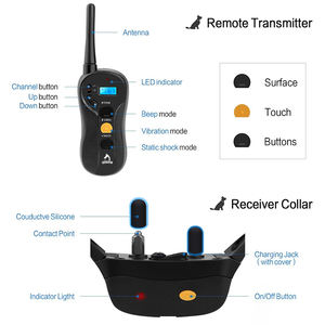 FCC CE Wasserdichtes 600M Fernbedienung Haustier Anti-Bark Einstellbarer Warnton Vibrierender Schock Nylon Elektrisches Hunde trainings halsband - Product Image 5