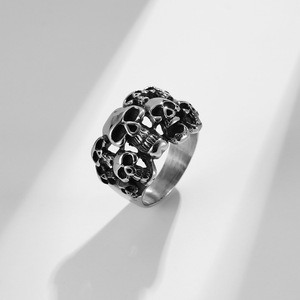 แหวนหัวกะโหลกสไตล์เรโทรพังก์สำหรับผู้ชาย เหล็กสีดำ เครื่องประดับนิ้วชี้ ของขวัญ - Product Image 2
