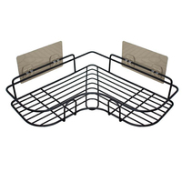 2 paquets de caddie de douche adhésif d'angle noir pour salle de bain cuisine