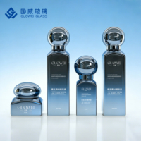Ensemble de flacons en verre de luxe pour soins de la peau, flacon carré bleu dégradé pour lotion et sérum, pot pour crème pour le visage, emballage cosmétique, logo personnalisé