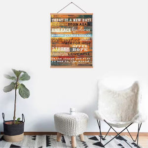 Tela di alta qualità pittura di arte della parete in legno naturale magnetico Frameless Poster ispiratore <span class=keywords><strong>citazioni</strong></span> pittura di arte della parete - Product Image 2