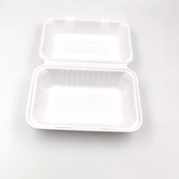 Conteneur à couvercle articulé en pulpe de canne à sucre compostable pour la restauration hôtelière, vaisselle jetable biodégradable en bagasse