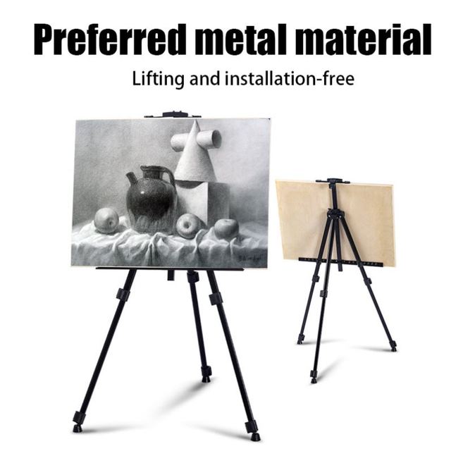 Aluminum Alloy Tripod Floor Easel Metal Painting Display Stand Adjustable Height Hand Crank Easel